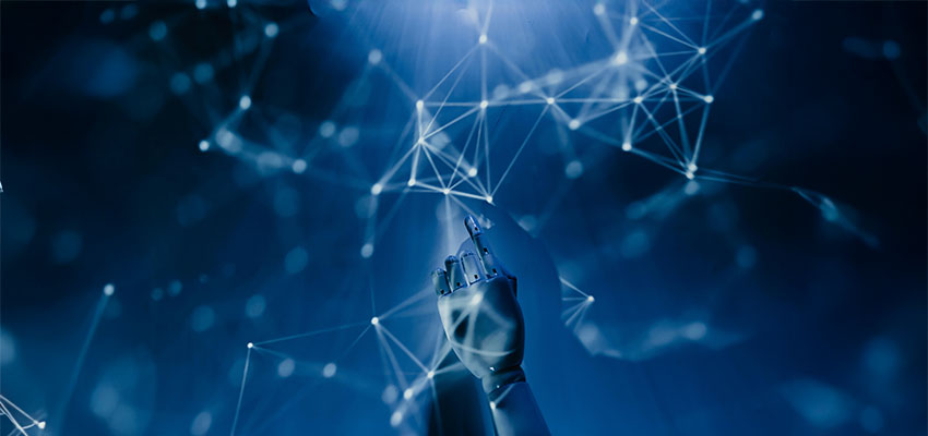 marketing digital 2025 Pessoa interagindo com elementos digitais representando inteligência artificial e inovação no marketing digital