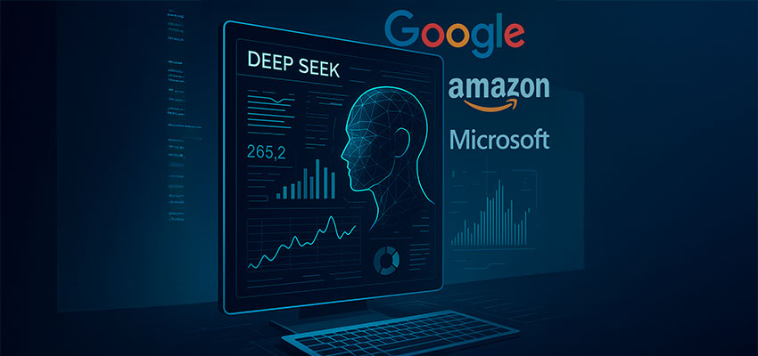 Interface do Deep Seek analisando dados em tempo real com impacto no setor de tecnologia